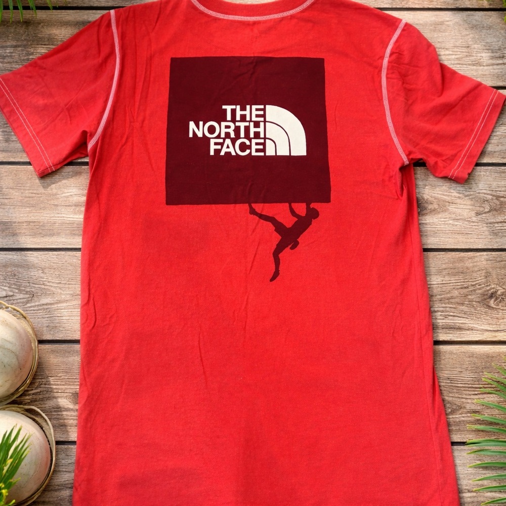 The North Face Red Short Sleeve Tee with Contrast Stitching
